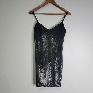 GUESS Marika Velvet XS Sleeveless Mini Dress Women's Jet Black Shimmer Cocktails